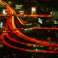 Buy canvas prints of Bangkok Streets At Night Aerial Abstract by Artur Bogacki