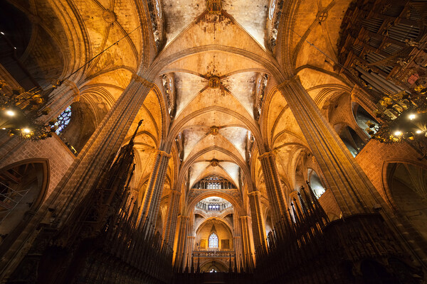 Interior of the Barcelona Cathedral Picture Board by Artur Bogacki