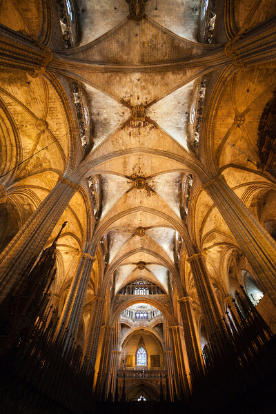 Barcelona Cathedral Gothic Interior Picture Board by Artur Bogacki