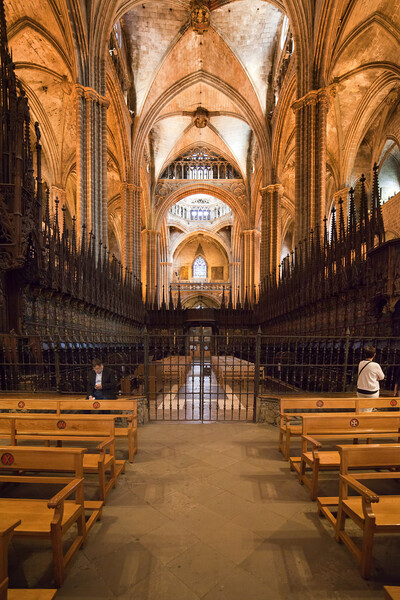 Barcelona Cathedral Interior In Spain Picture Board by Artur Bogacki