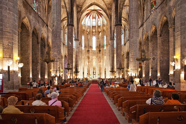 Basilica of Santa Maria del Mar Interior in Barcelona Picture Board by Artur Bogacki