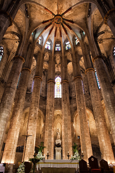 Basilica of Santa Maria del Mar Interior in Barcelona Picture Board by Artur Bogacki