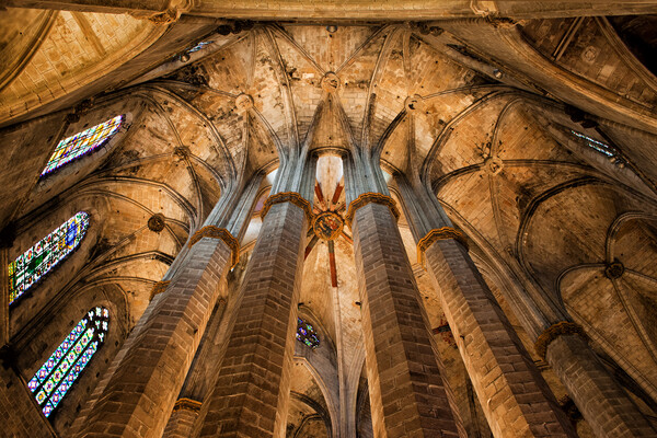Interior of the Basilica of Santa Maria del Mar in Barcelona Picture Board by Artur Bogacki