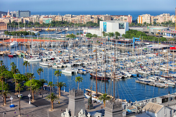 Port Vell in Barcelona Aerial View Picture Board by Artur Bogacki
