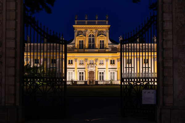 Main Gate to Wilanow Palace in Warsaw at Night Picture Board by Artur Bogacki