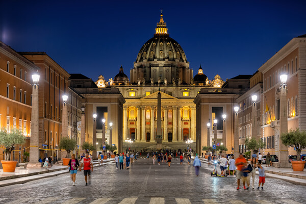 St Peter Basilica In Vatican At Night Picture Board by Artur Bogacki