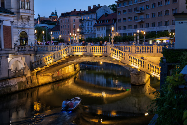 Ljubljana Triple Bridge At Night Picture Board by Artur Bogacki