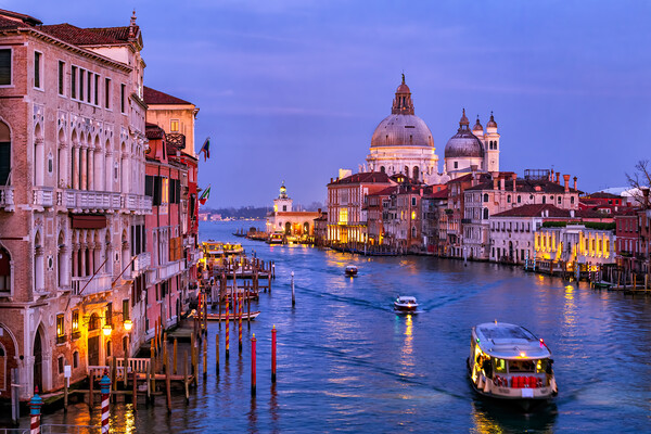 Venice Evening Skyline With Grand Canal Picture Board by Artur Bogacki