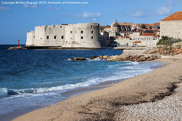 Dubrovnik Beach and Old City Picture Board by Artur Bogacki