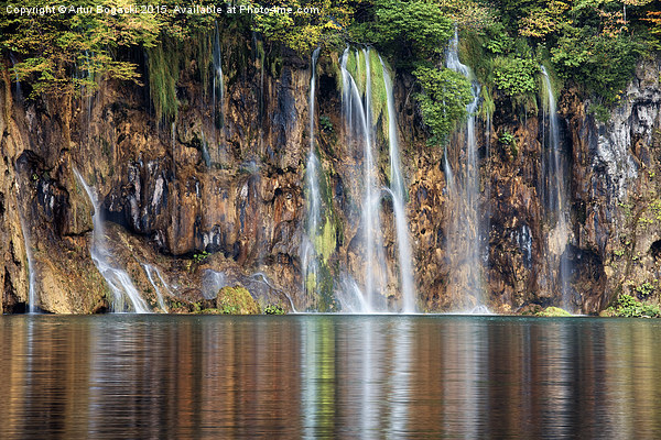 Waterfall and Reflections in Water Picture Board by Artur Bogacki