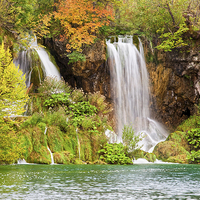 Buy canvas prints of Waterfalls in Autumn Scenery by Artur Bogacki
