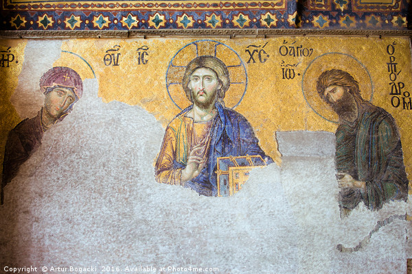 Deesis Mosaic of Jesus Christ Picture Board by Artur Bogacki