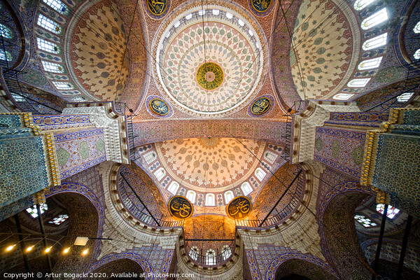 New Mosque Ceiling In Istanbul Picture Board by Artur Bogacki