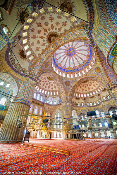 Blue Mosque Interior In Istanbul Picture Board by Artur Bogacki
