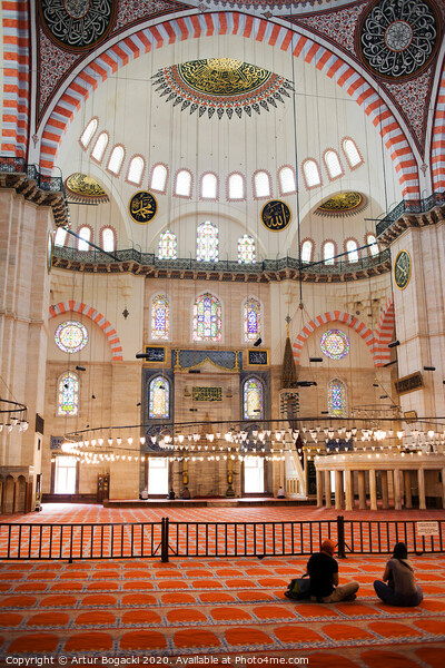 Suleymaniye Mosque Interior In Istanbul Picture Board by Artur Bogacki