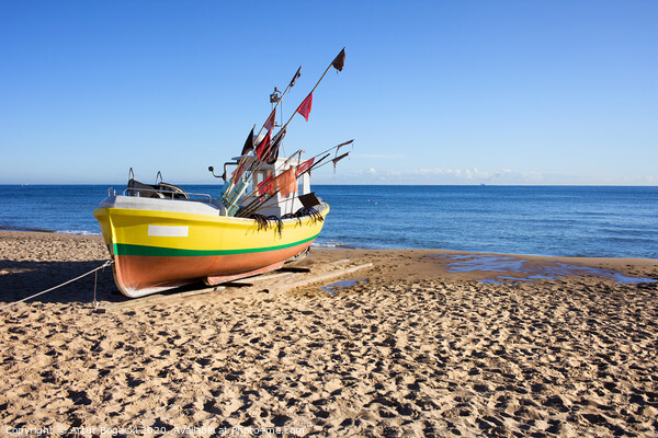 Boat On Baltic Sea Beach Picture Board by Artur Bogacki