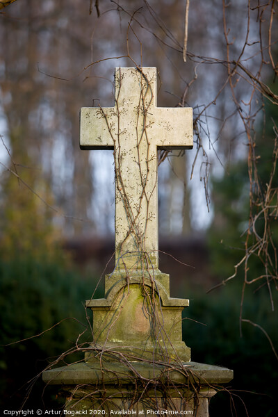 Vintage Tombstone Cross Picture Board by Artur Bogacki