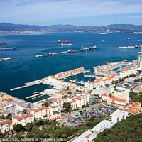 Buy canvas prints of Gibraltar Town and Bay Aerial View by Artur Bogacki