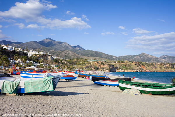 Fishing Boats on a Beach in Spain Picture Board by Artur Bogacki