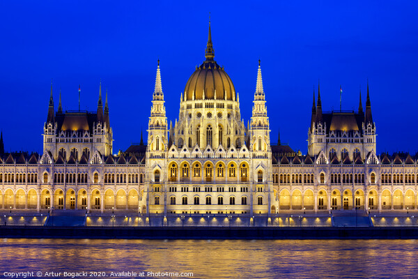 Hungarian Parliament Building at Night Picture Board by Artur Bogacki