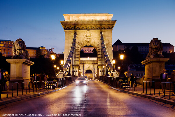 Chain Bridge in Budapest at Night Picture Board by Artur Bogacki