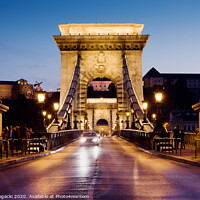 Buy canvas prints of Chain Bridge in Budapest at Night by Artur Bogacki