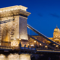 Buy canvas prints of Chain Bridge and Buda Castle at Night in Budapest by Artur Bogacki