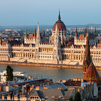 Buy canvas prints of Parliament Building in Budapest at Sunset by Artur Bogacki