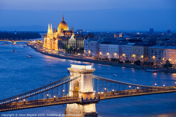 Budapest Cityscape at Night Picture Board by Artur Bogacki