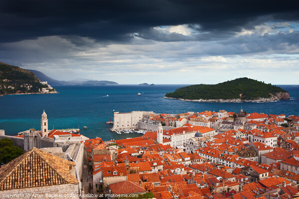 Old Town of Dubrovnik and Lokrum Island Picture Board by Artur Bogacki