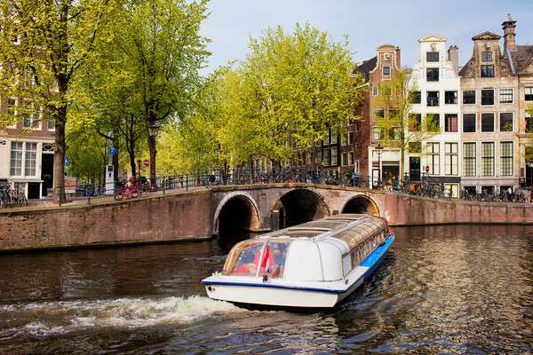 Canal Boat in Amsterdam Picture Board by Artur Bogacki