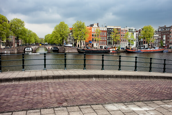Houses by the Amstel River in Amsterdam Picture Board by Artur Bogacki