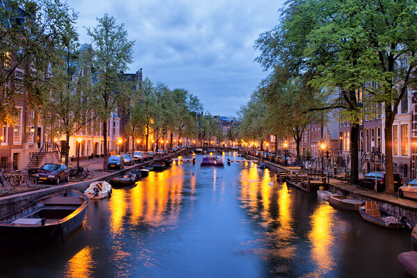 Canal in Amsterdam at Dusk Picture Board by Artur Bogacki