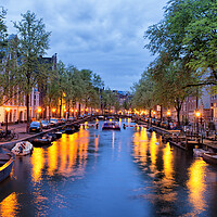 Buy canvas prints of Canal in Amsterdam at Dusk by Artur Bogacki