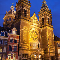 Buy canvas prints of Saint Nicholas Church at Night in Amsterdam by Artur Bogacki