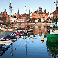 Buy canvas prints of Old Town of Gdansk Skyline and Marina by Artur Bogacki