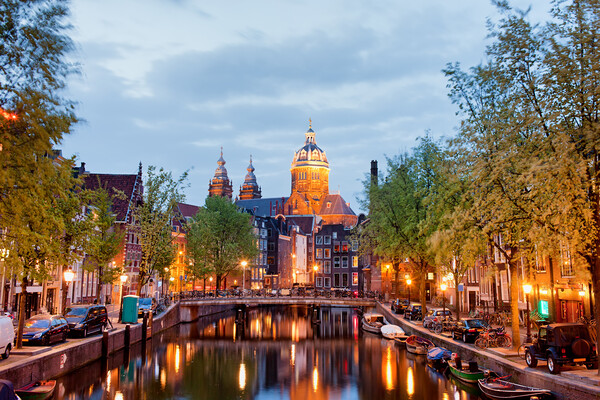 Amsterdam Red Light District in the Evening Picture Board by Artur Bogacki