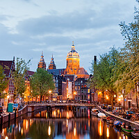 Buy canvas prints of Amsterdam Red Light District in the Evening by Artur Bogacki