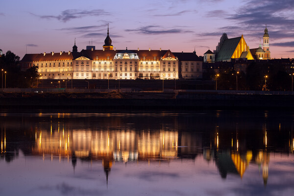 Royal Castle and Vistula River at Twilight in Warsaw Picture Board by Artur Bogacki