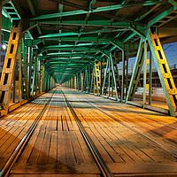 Buy canvas prints of Steel Truss Bridge Tramway At Night by Artur Bogacki