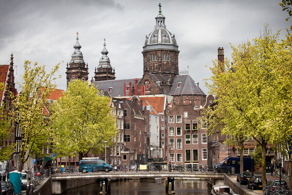 Old Town of Amsterdam in Spring Picture Board by Artur Bogacki