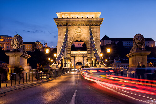 Szechenyi Chain Bridge in Budapest by Night Picture Board by Artur Bogacki
