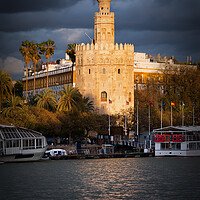 Buy canvas prints of Torre del Oro in Seville at Sunset by Artur Bogacki