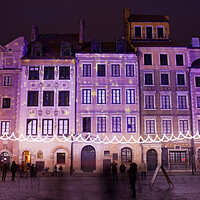 Buy canvas prints of Warsaw Old Town Houses At Night by Artur Bogacki