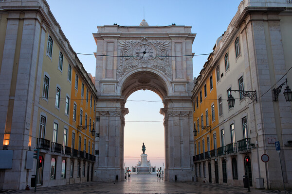 Rua Augusta Arch at Dawn in Lisbon Picture Board by Artur Bogacki
