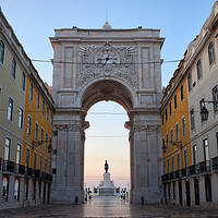 Buy canvas prints of Rua Augusta Arch at Dawn in Lisbon by Artur Bogacki