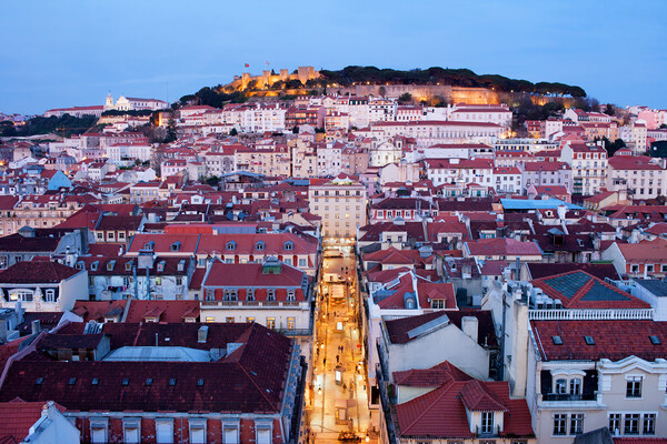 City of Lisbon at Dusk in Portugal Picture Board by Artur Bogacki