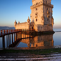Buy canvas prints of Sunrise at Belem Tower in Lisbon by Artur Bogacki