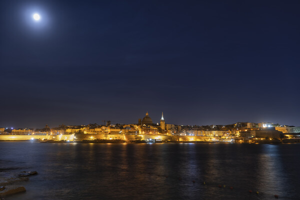 Valletta Skyline At Night Picture Board by Artur Bogacki