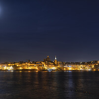 Buy canvas prints of Valletta Skyline At Night by Artur Bogacki